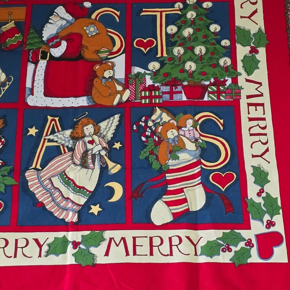 Susan Winget Christmas Alphabet Fabric Panel 1993 45x36 Vintage Holiday Craft